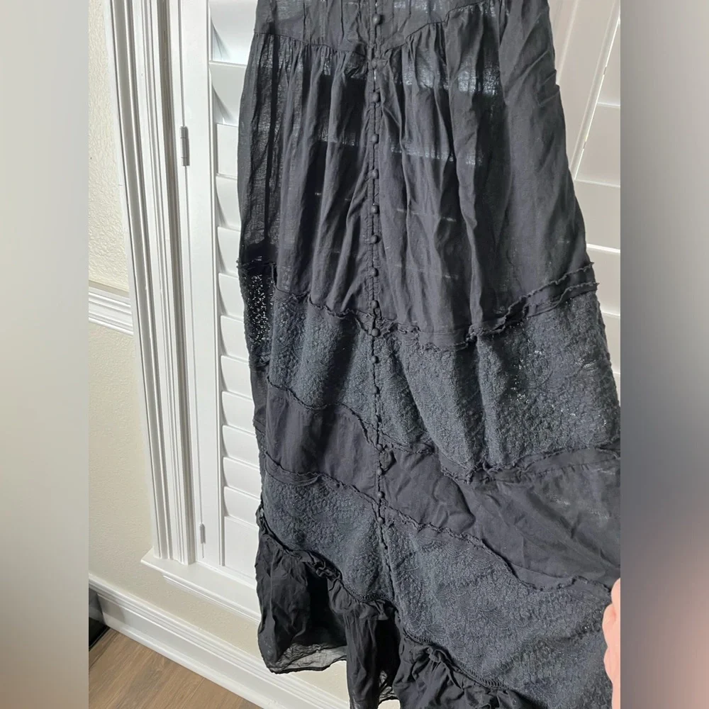 Free People Intimately Isabella Button Front Tiered Lace Maxi Slip Dress XS - Picture 12 of 13